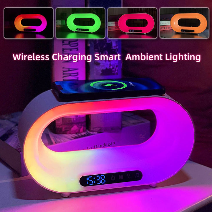Multi-function 3 In 1 LED Night Light APP Control RGB Wireless Charger Alarm Clock